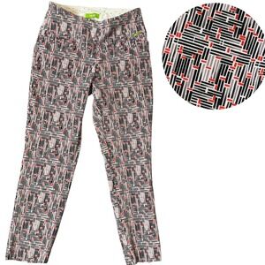 Swing Control Womens Geometric Print Golf Pants Black Red White Size 10 Cropped